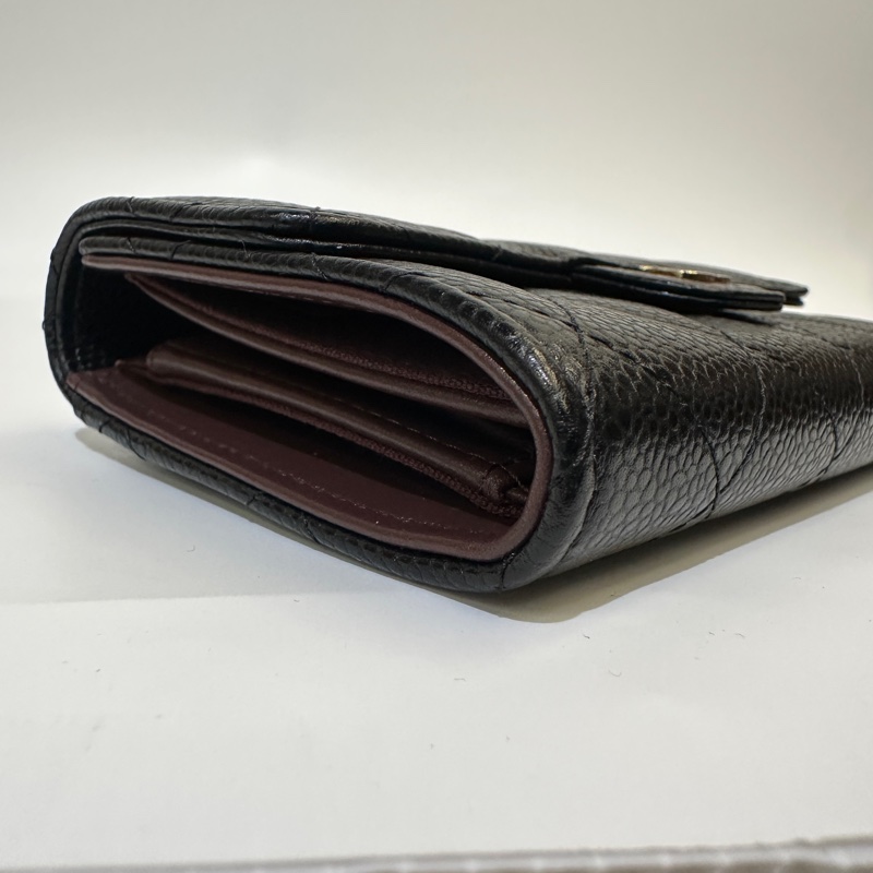 Chanel 黑荔枝牛皮5卡三折中夾-4