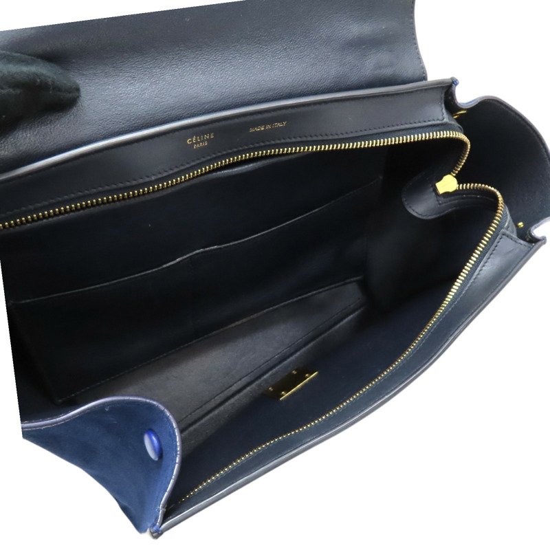 藍/黑色 牛皮 麂皮 Trapeze 兩用包【CELINE 賽琳】 174683-4