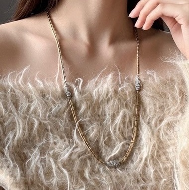 罕有 70年代Christian Dior 迪奧水鑽長項鏈 毛衣鏈 晚宴珠寶-1