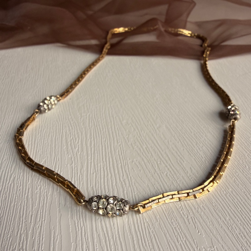 罕有 70年代Christian Dior 迪奧水鑽長項鏈 毛衣鏈 晚宴珠寶-4