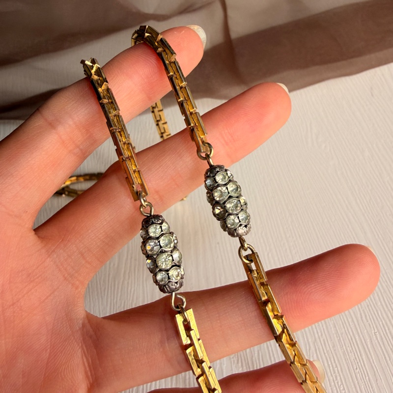 罕有 70年代Christian Dior 迪奧水鑽長項鏈 毛衣鏈 晚宴珠寶-10