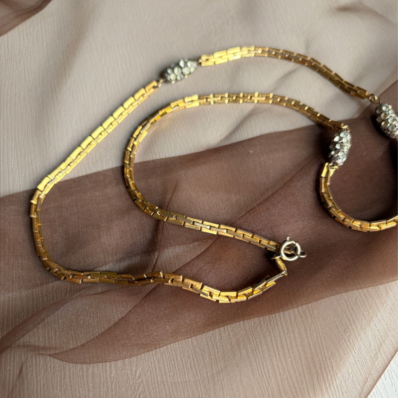 罕有 70年代Christian Dior 迪奧水鑽長項鏈 毛衣鏈 晚宴珠寶-12