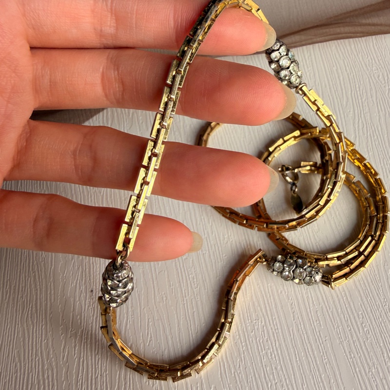 罕有 70年代Christian Dior 迪奧水鑽長項鏈 毛衣鏈 晚宴珠寶-14