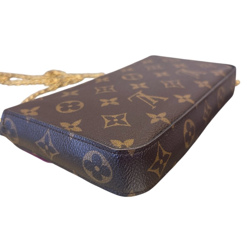 LV字紋拼紅內裡三合一鍊包-4