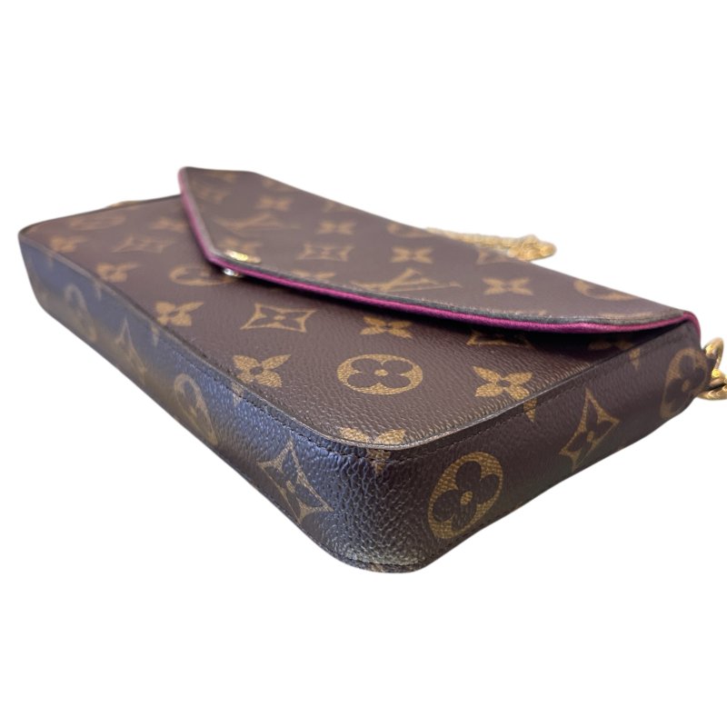 LV字紋拼紅內裡三合一鍊包-5