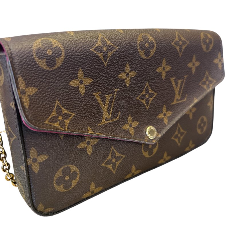 LV字紋拼紅內裡三合一鍊包-14