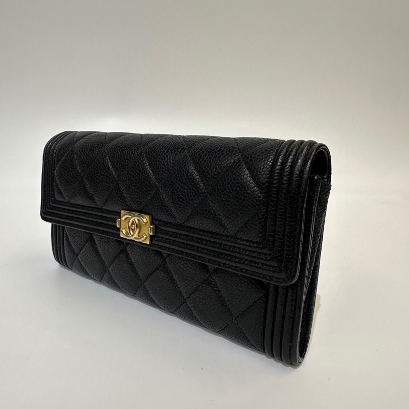 Chanel 黑荔枝牛皮boy 12卡長夾-2
