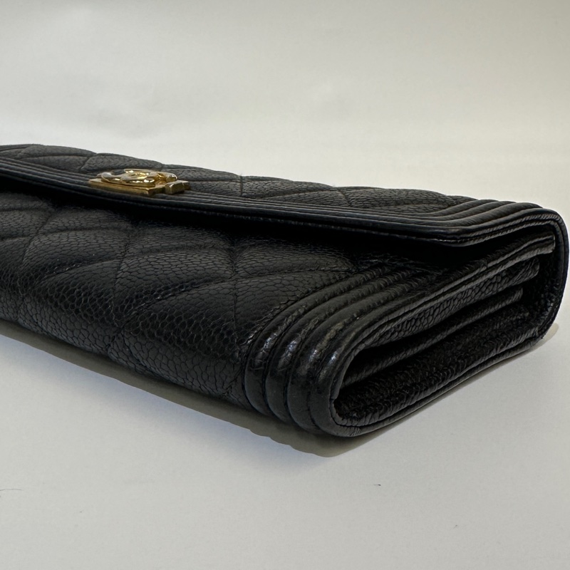 Chanel 黑荔枝牛皮boy 12卡長夾-5