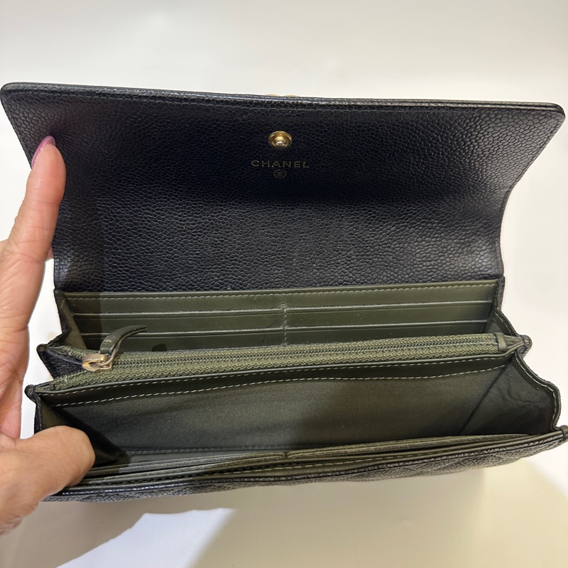 Chanel 黑荔枝牛皮boy 12卡長夾-6