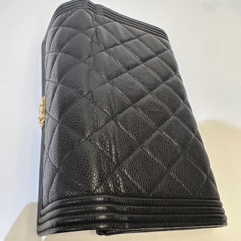 Chanel 黑荔枝牛皮boy 12卡長夾-7