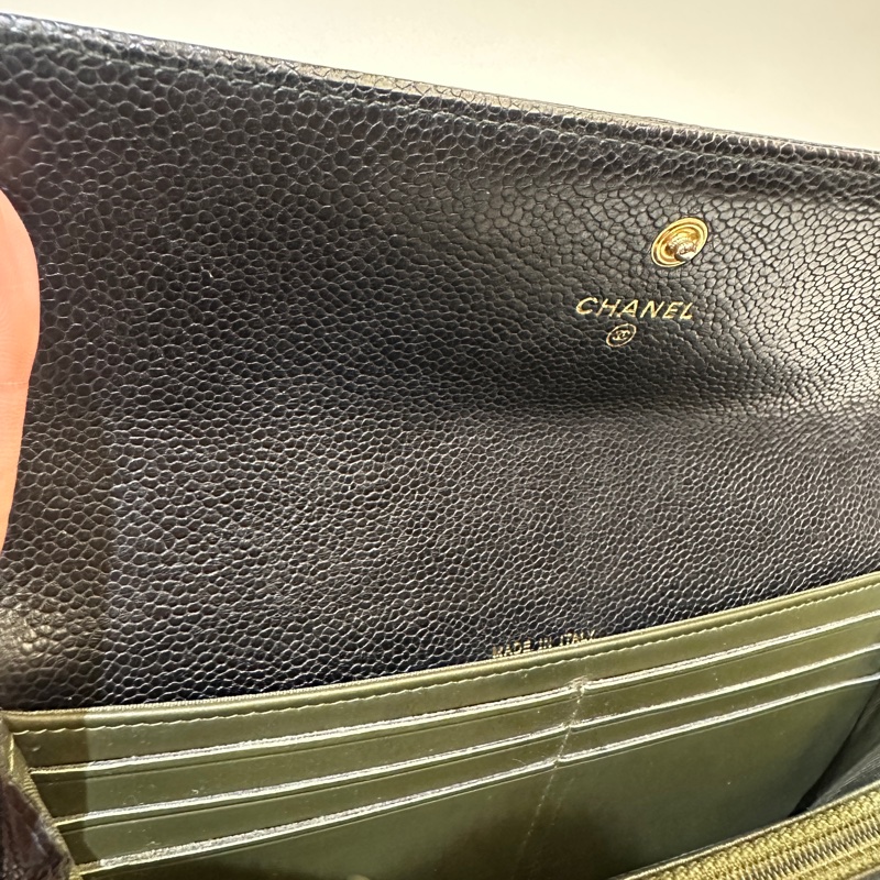 Chanel 黑荔枝牛皮boy 12卡長夾-11