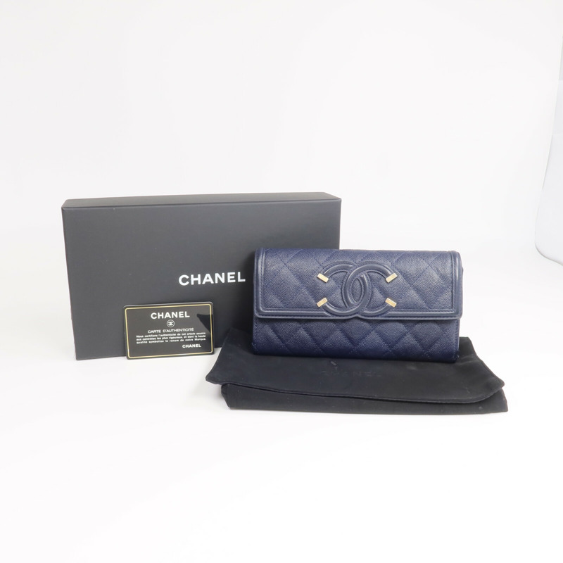 CHANEL 牛皮皮革Long Wallet金扣長錢包-15