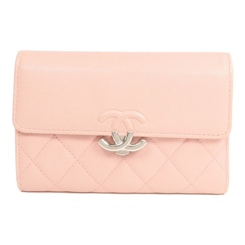 CHANEL 牛皮皮革Wallet銀扣錢包