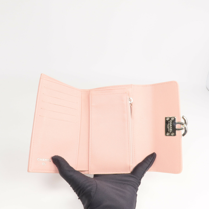 CHANEL 牛皮皮革Wallet銀扣錢包-11