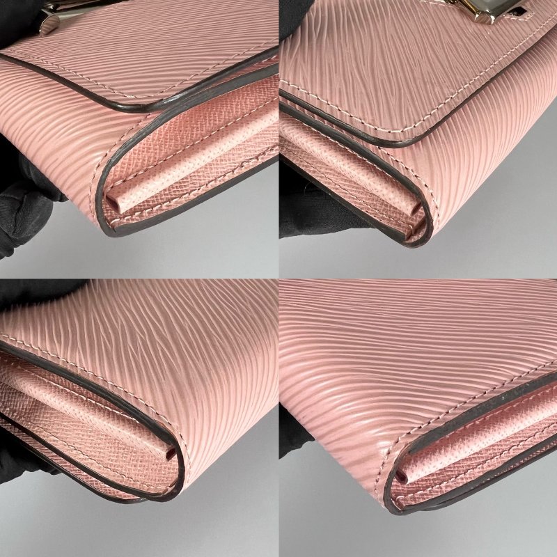 LV M61178/晶片款 粉水波紋Twist長夾-9