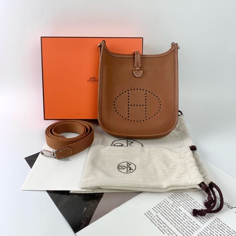 HERMES Évelyne16金棕銀釦