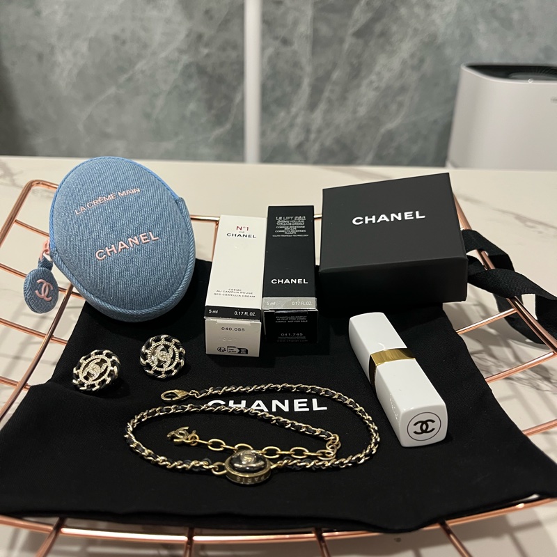 全新 香奈兒 Chanel 經典 皮穿鏈 耳夾 耳環-3