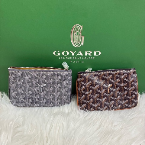 Goyard Sénat Mini 一字拉鏈手拿包 棕色/灰色 全新品