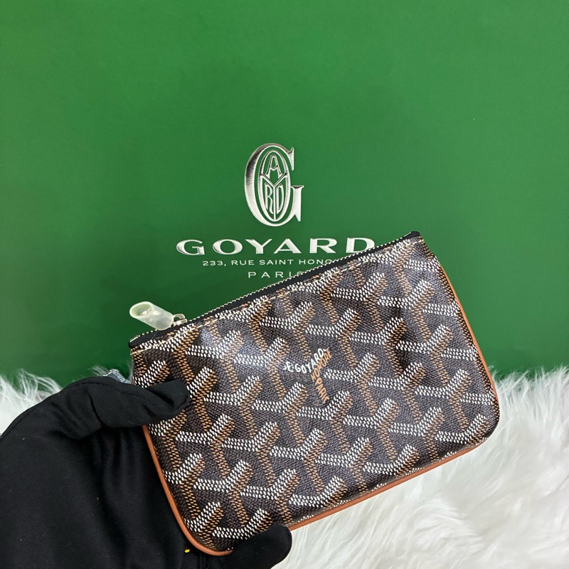 Goyard Sénat Mini 一字拉鏈手拿包 棕色/灰色 全新品-5