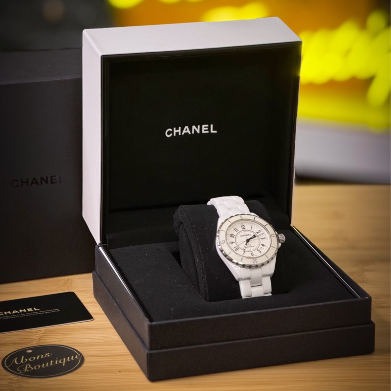 上架中🔑 CHANEL 經典白色陶瓷J12腕錶-0