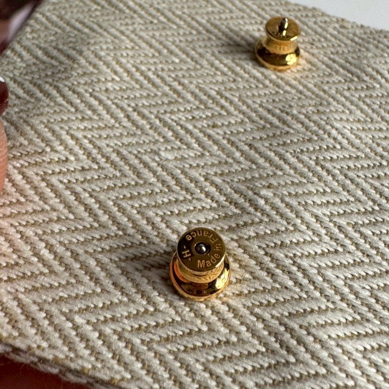 💖全新商品😍Hermes 水藍色金H mini pop 耳環-5