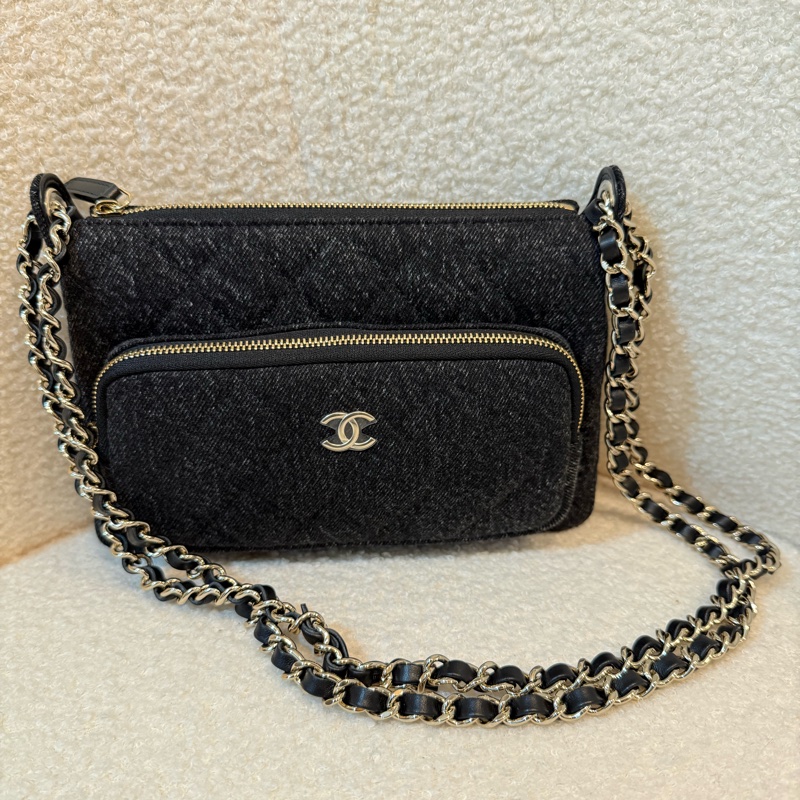 Chanel 黑牛仔相機包-1