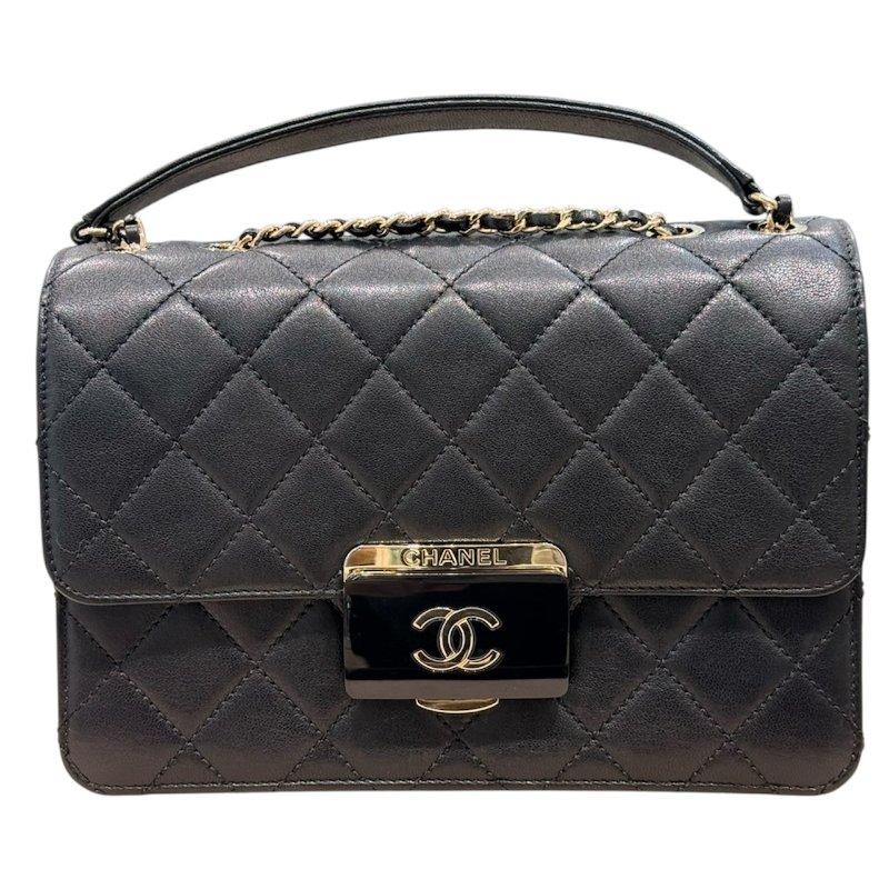 CHANEL 香奈兒 BEAUTY LOCK FLAP BAG 牛皮 黑色 金扣-0