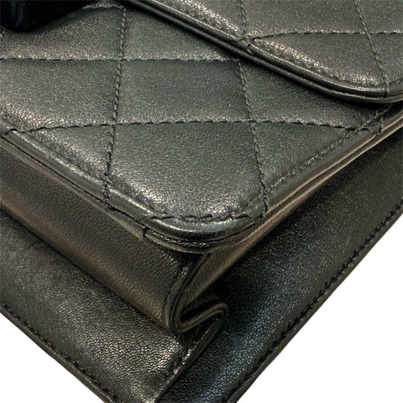 CHANEL 香奈兒 BEAUTY LOCK FLAP BAG 牛皮 黑色 金扣-7