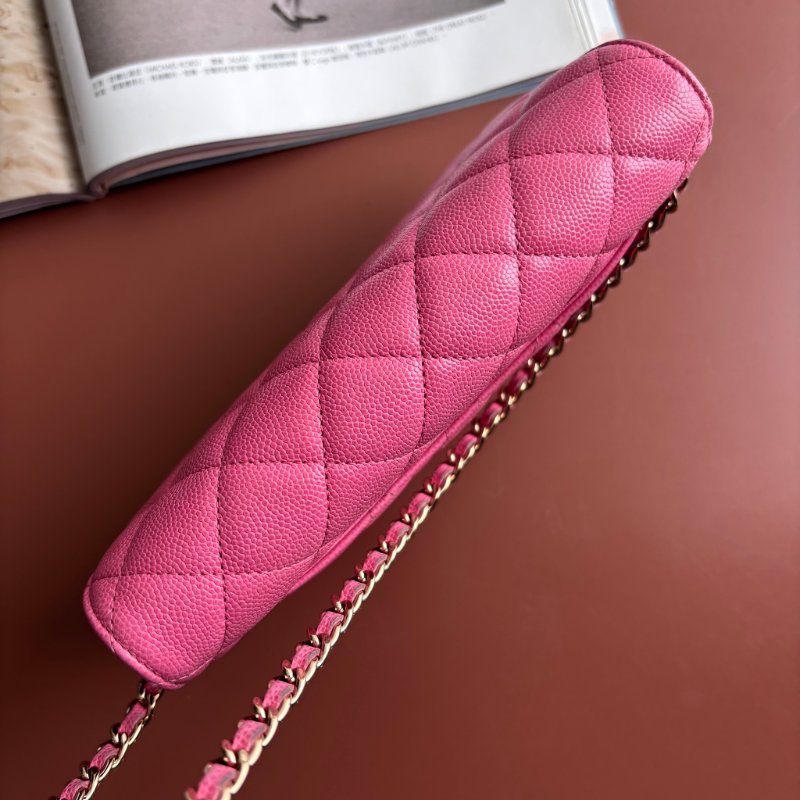 ::CHANEL:: 粉色金雙C 吸釦鏈帶WOVC 鍊條包 斜背包 鍊帶皮夾-4