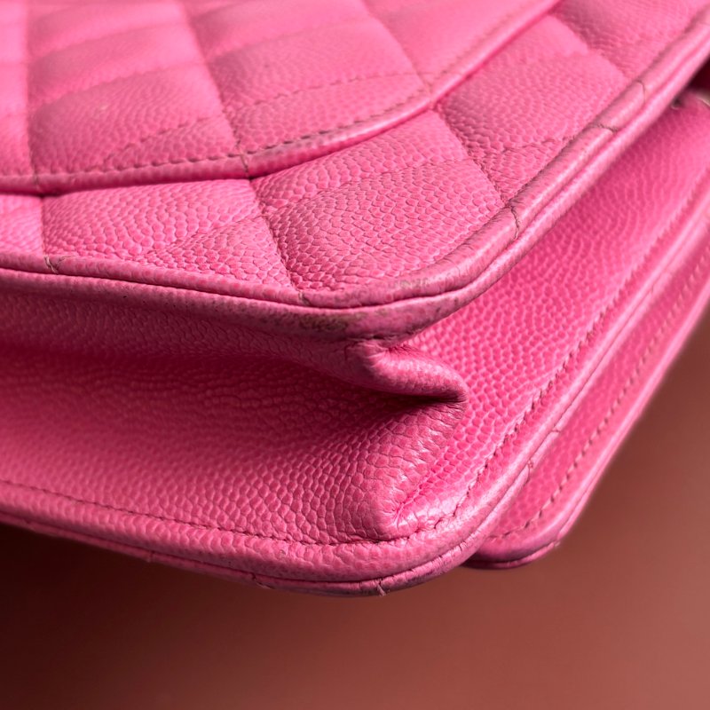 ::CHANEL:: 粉色金雙C 吸釦鏈帶WOVC 鍊條包 斜背包 鍊帶皮夾-13