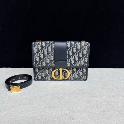 Dior迪奧 藍色老花Montaigne蒙田30單肩斜挎包