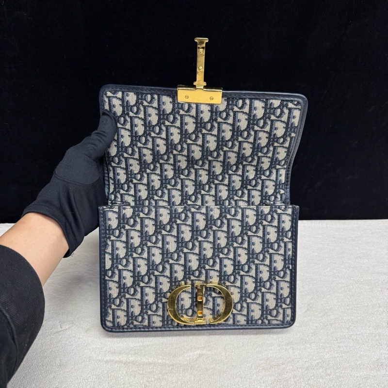 Dior迪奧 藍色老花Montaigne蒙田30單肩斜挎包-6