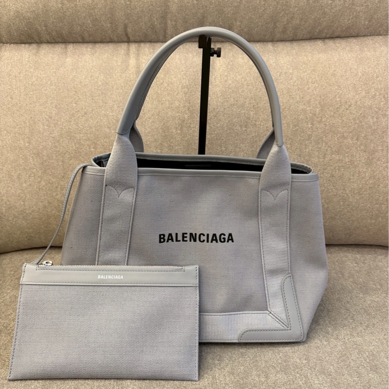 巴黎世家灰色帆布手提包-0