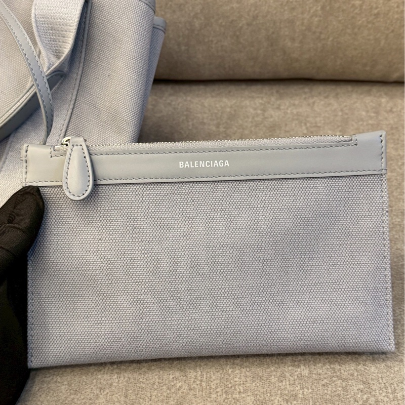 巴黎世家灰色帆布手提包-8