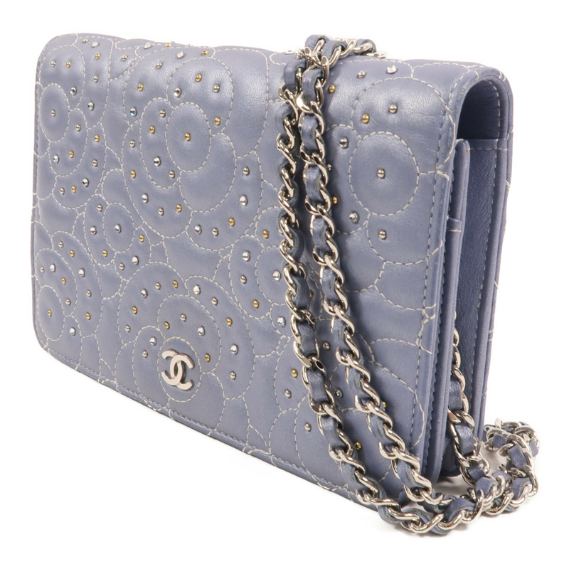 CHANEL 羊皮皮革WOC銀扣鏈帶肩背袋-2