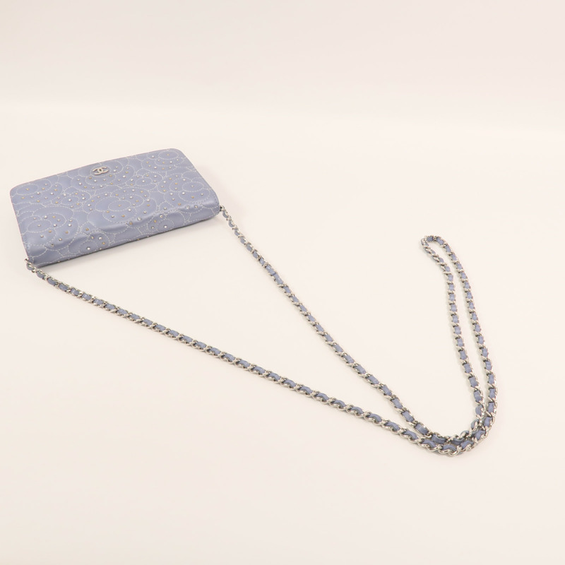 CHANEL 羊皮皮革WOC銀扣鏈帶肩背袋-7