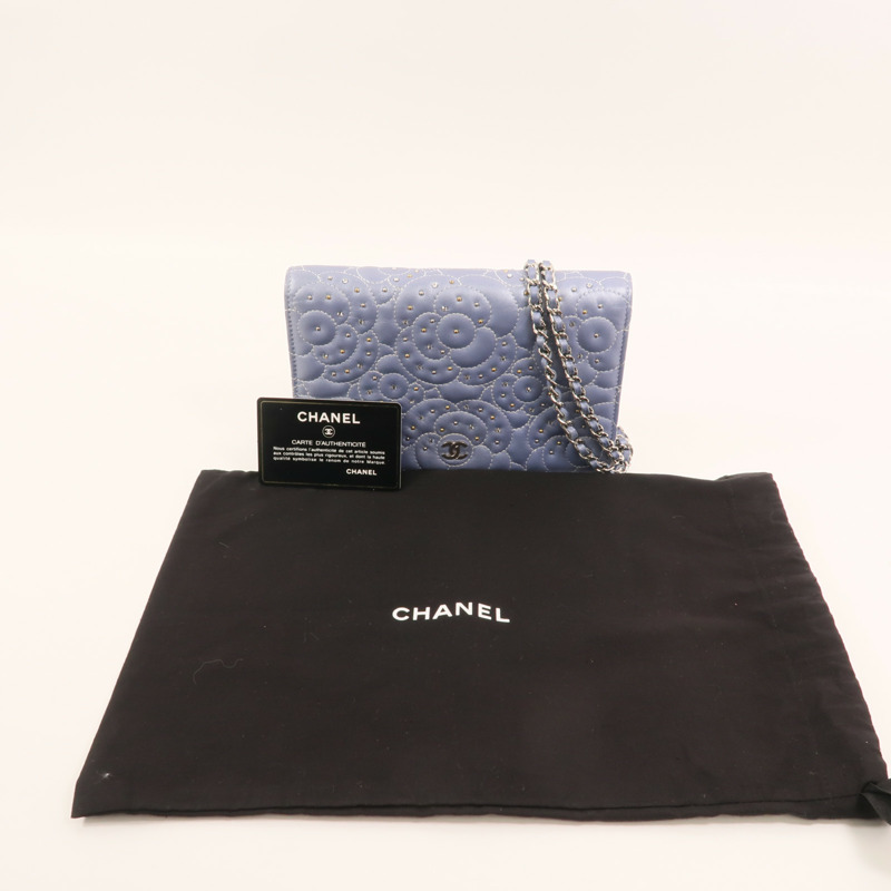 CHANEL 羊皮皮革WOC銀扣鏈帶肩背袋-8