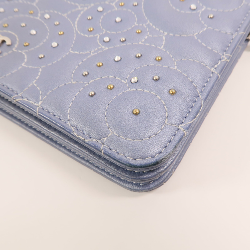 CHANEL 羊皮皮革WOC銀扣鏈帶肩背袋-10