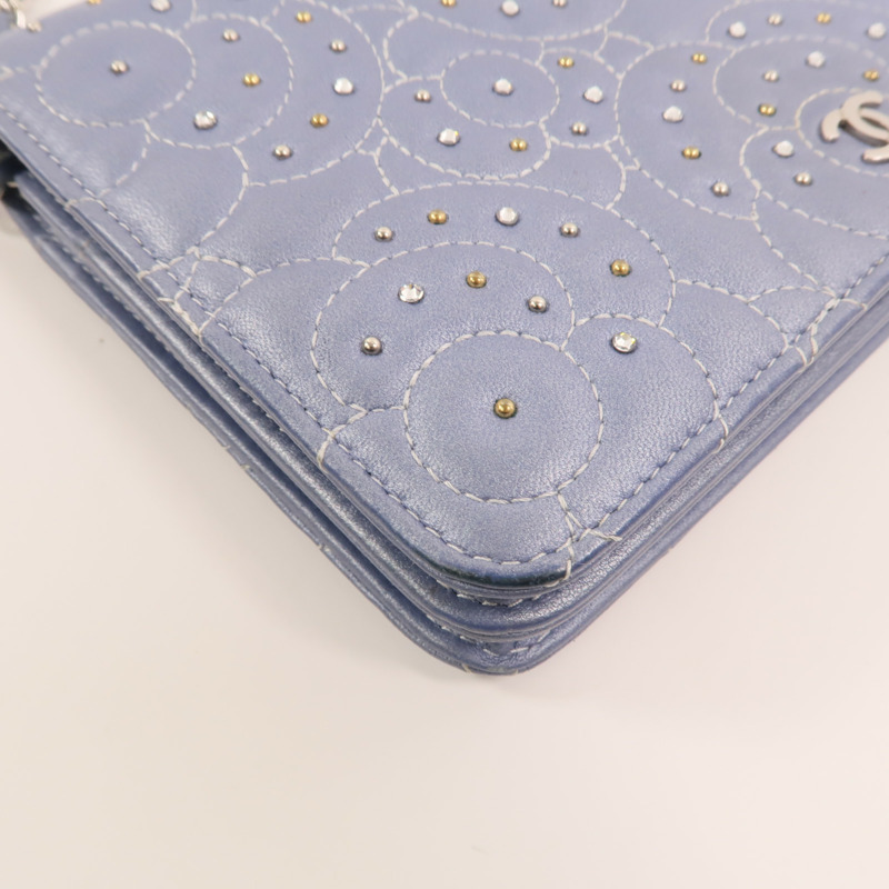 CHANEL 羊皮皮革WOC銀扣鏈帶肩背袋-11