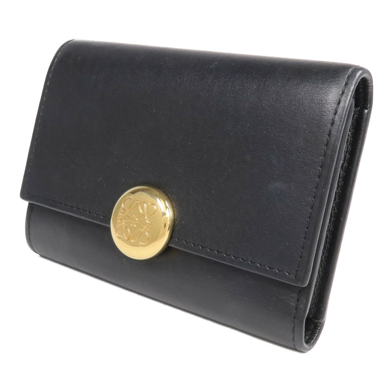 LOEWE 牛皮皮革Pebble Small Vertical Wallet金扣錢包-2