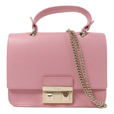 Furla 牛皮皮革Chain Shoulder Bag金扣鏈帶手挽肩背兩用袋