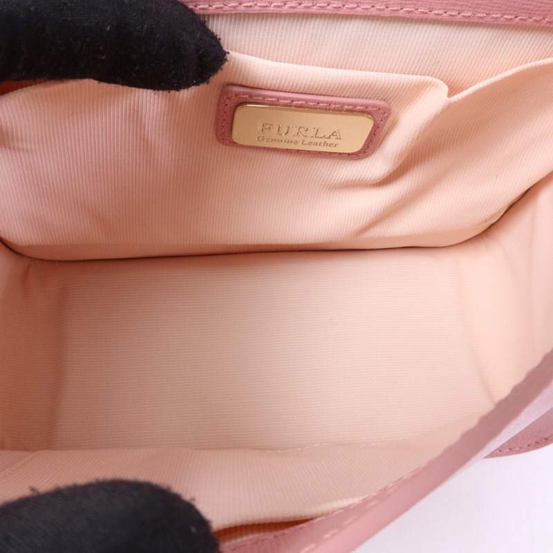 Furla 牛皮皮革Chain Shoulder Bag金扣鏈帶手挽肩背兩用袋-4