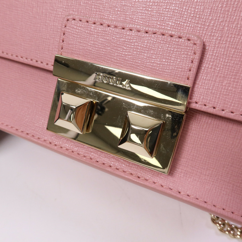 Furla 牛皮皮革Chain Shoulder Bag金扣鏈帶手挽肩背兩用袋-6