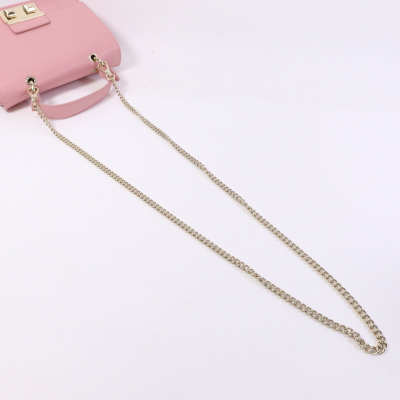 Furla 牛皮皮革Chain Shoulder Bag金扣鏈帶手挽肩背兩用袋-7