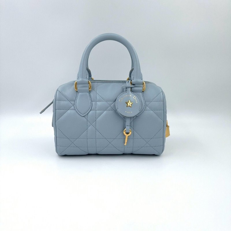 DIOR雲藍色羊皮金釦GROOVE保齡球包M1364UBOL-4