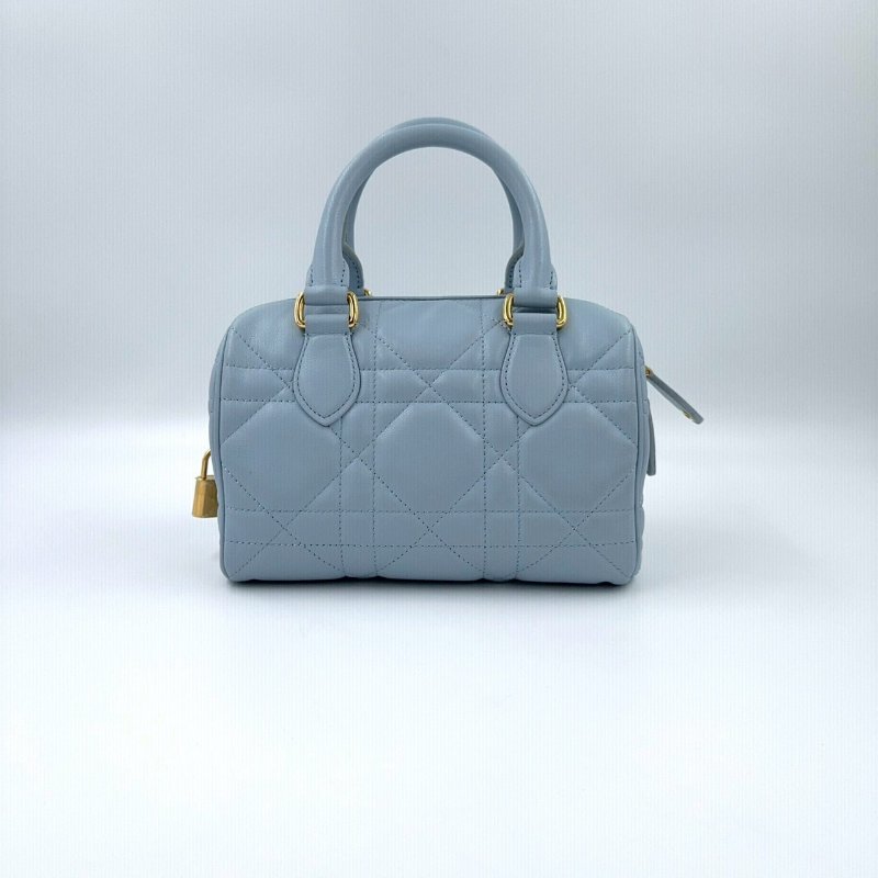 DIOR雲藍色羊皮金釦GROOVE保齡球包M1364UBOL-5