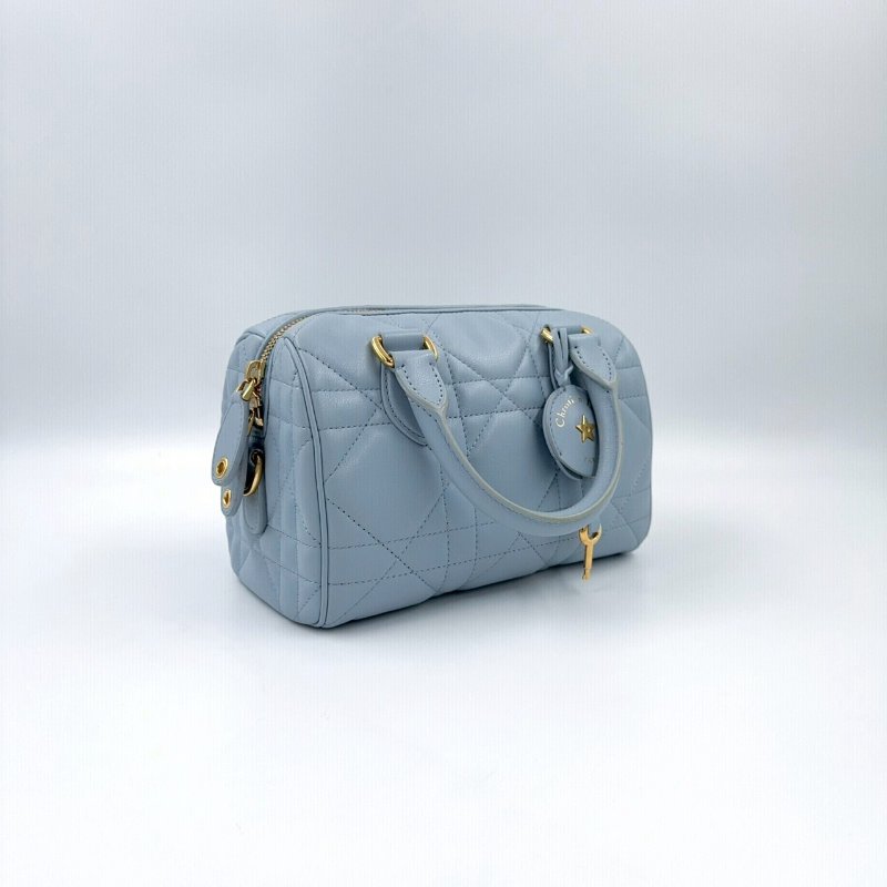 DIOR雲藍色羊皮金釦GROOVE保齡球包M1364UBOL-6