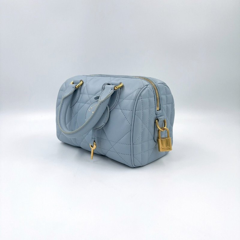 DIOR雲藍色羊皮金釦GROOVE保齡球包M1364UBOL-7