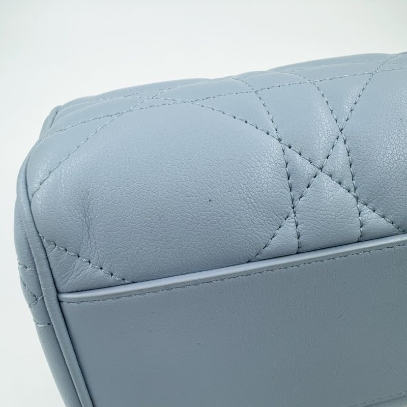 DIOR雲藍色羊皮金釦GROOVE保齡球包M1364UBOL-12