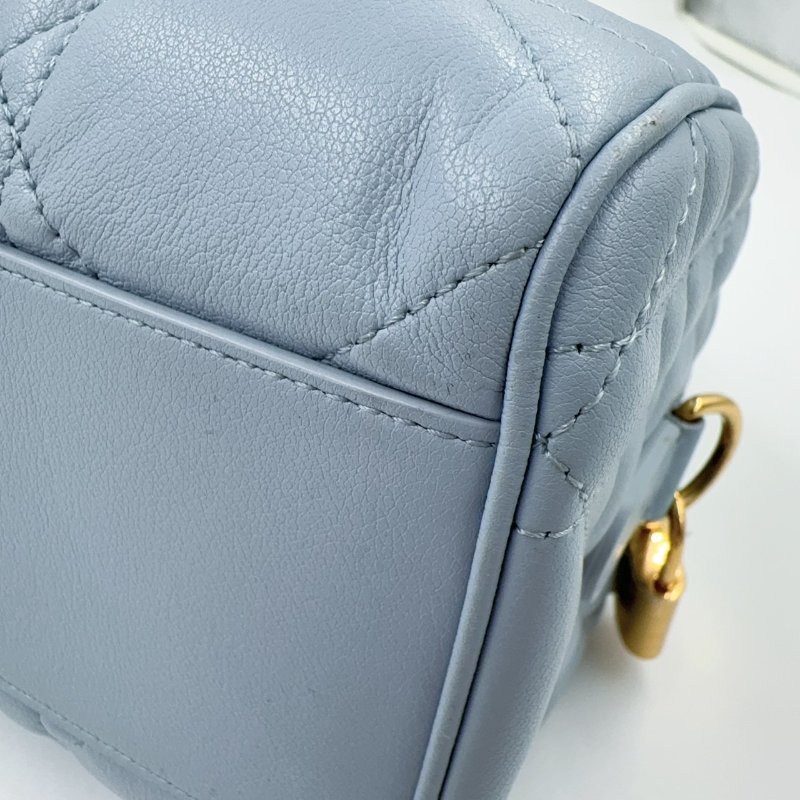 DIOR雲藍色羊皮金釦GROOVE保齡球包M1364UBOL-13